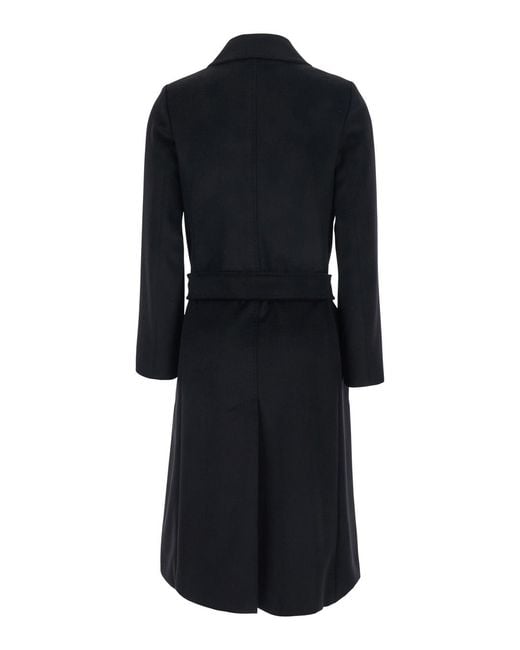 Max Mara Black Wool Coat With Belt
