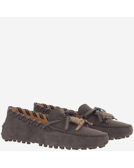 Tod's Brown Loafers Suede Leather Calfskin