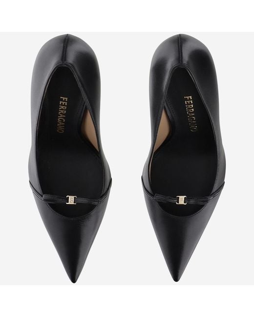 Ferragamo Black Leather Pumps