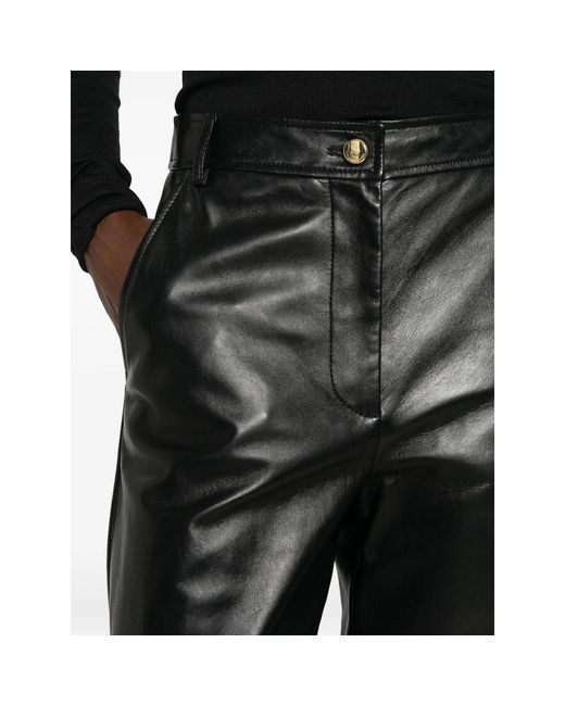 Max Mara Gray Leather Trousers