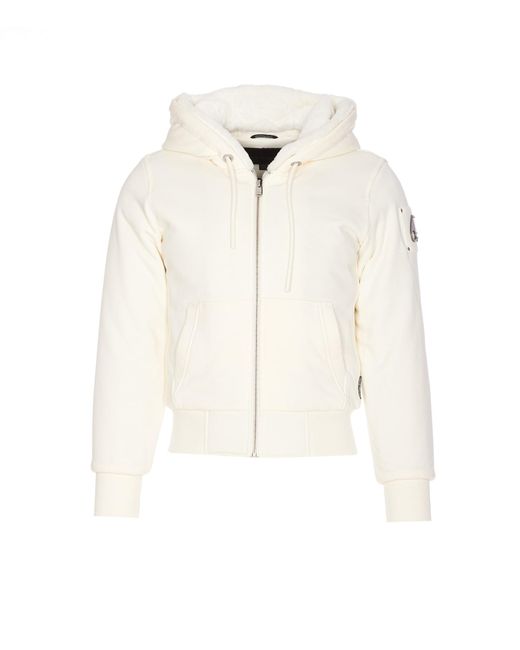 Moose Knuckles White Bunny Classic Zip Sweatshirt