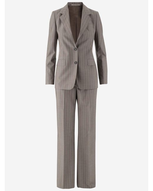Tagliatore Gray Virgin Wool Pinstripe Suit