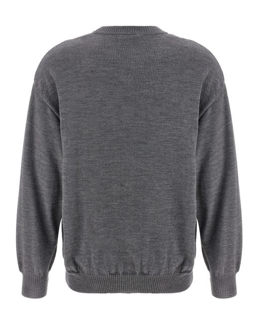 Moschino Gray Intarsia Wool Sweater