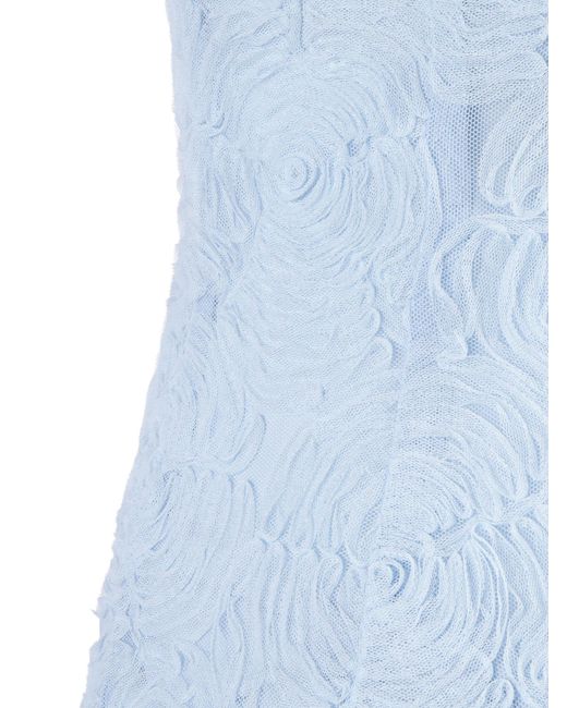 ROTATE BIRGER CHRISTENSEN Blue Mesh Tube Dress Plein Air (Tight Fit)