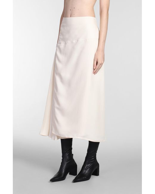 Jil Sander White Skirt In Beige Wool
