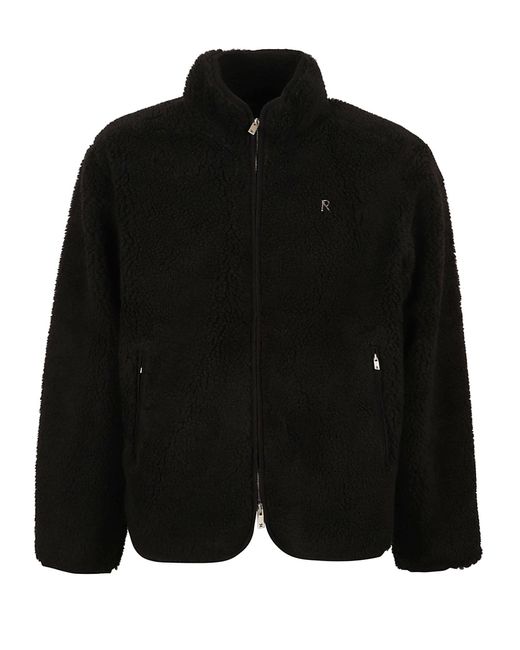 Black fuzzy zip up jacket sale