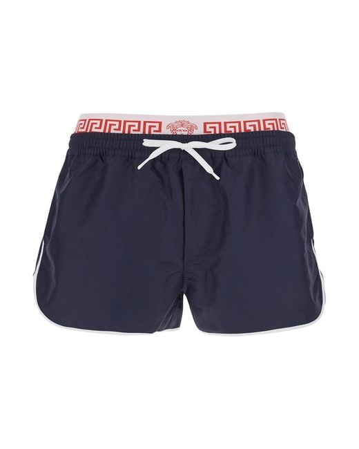 Versace Blue Swim Shorts Polyester Beachwear for men