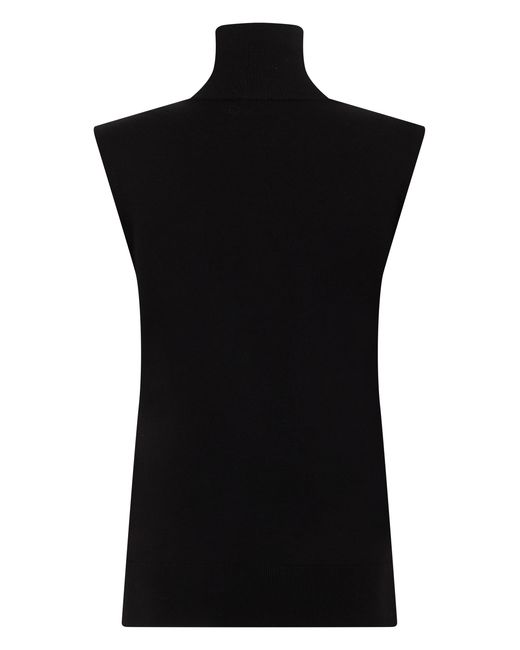 Totême  Black Sleeveless Sweater High Collar Wool