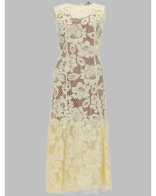 Self-Portrait White Midi Crochet Dress