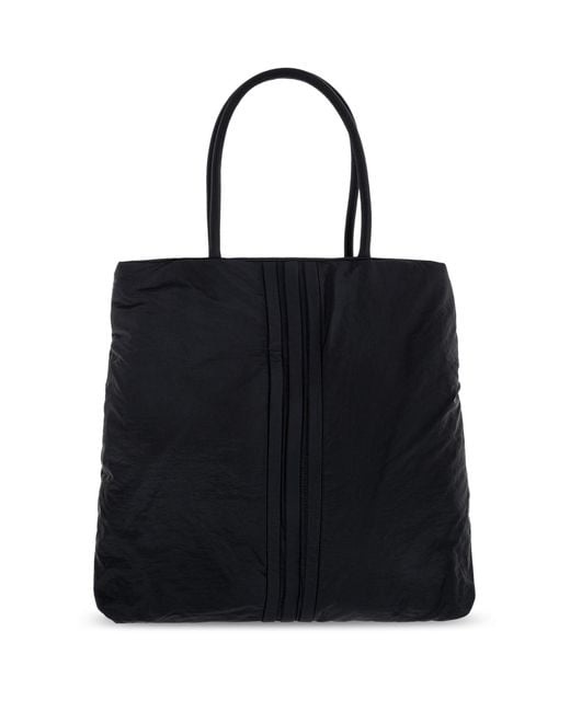 Y-3 Black Padded Stripes Logo Tote Bag