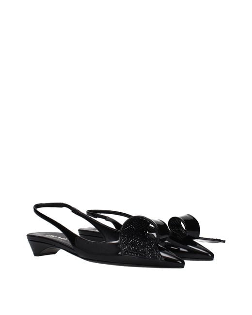 Prada Black Leather Flat Sandals