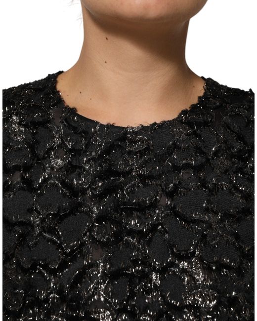 Dolce & Gabbana Black Textured Long Sleeve Dress