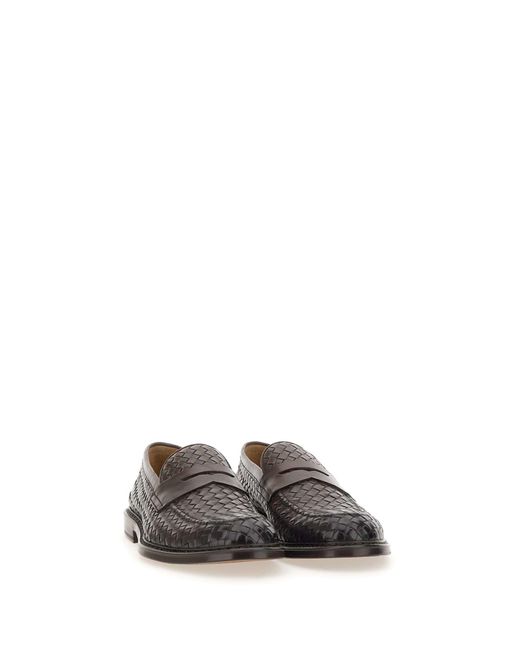 Doucal's Gray Straw Leather Moccasins for men