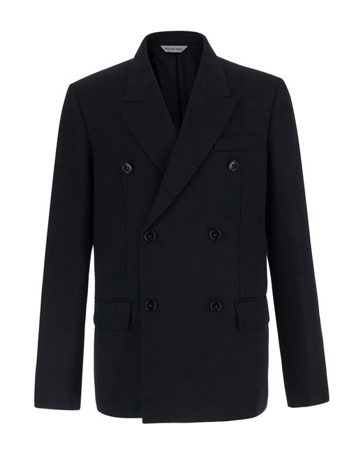 Balenciaga Blue Double-Breasted Wool Jacket, Blazers for men