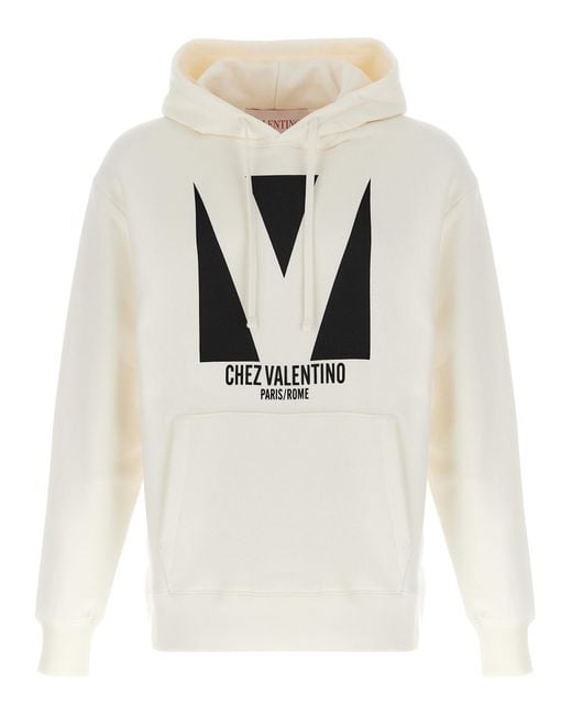 Valentino Garavani White Hoodie Cotton Sweatshirt for men