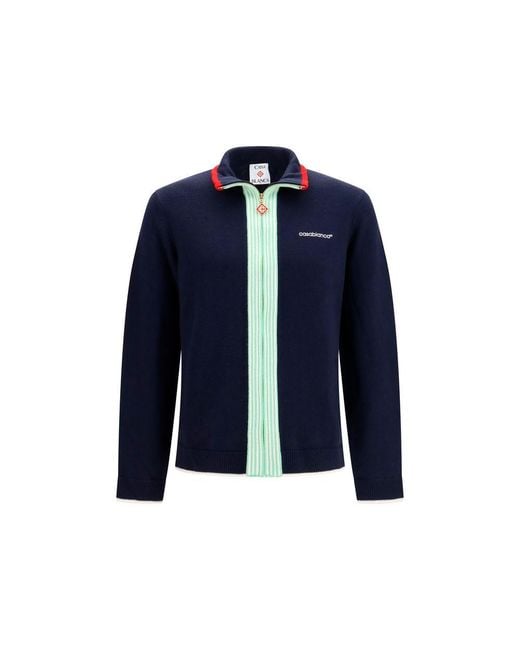 Casablanca Blue Wool Oves Aries Full-Length Jacket Clothing for men