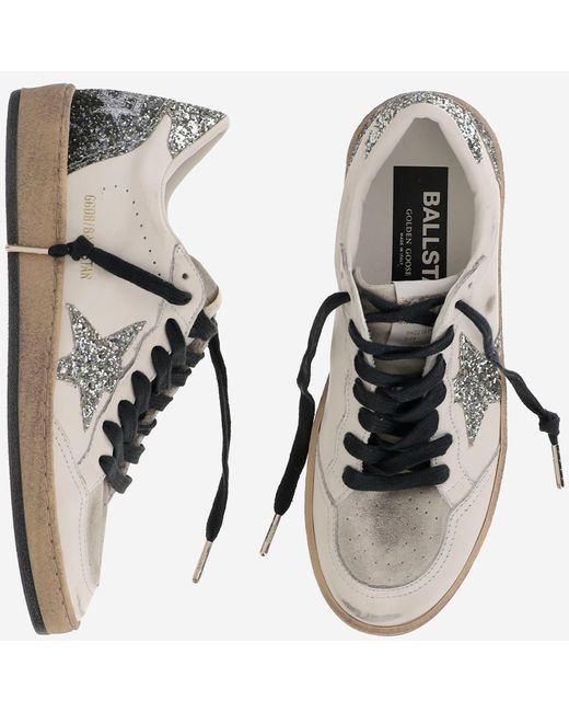 Golden Goose Ball Star Sneakers With Glitter in Gray | Lyst