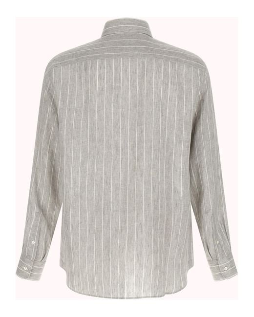 Brunello Cucinelli Gray Linen Blouse for men