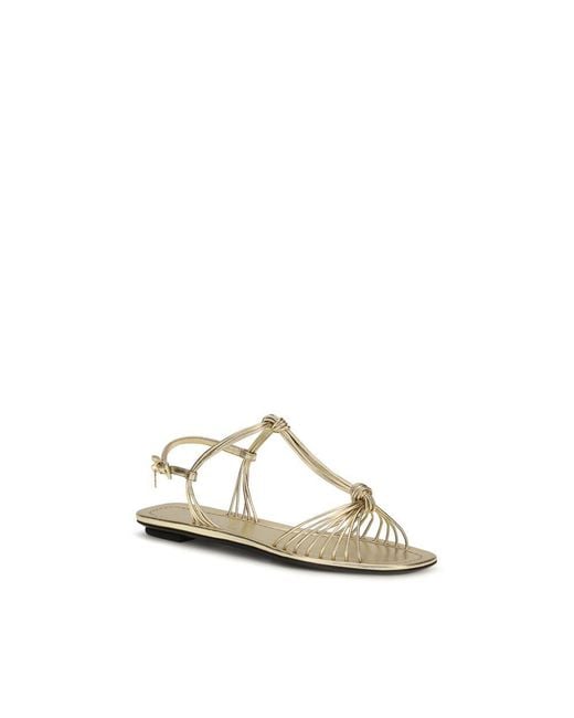 Prada Natural Gold Calf Leather Bos Taurus Flat Sandals