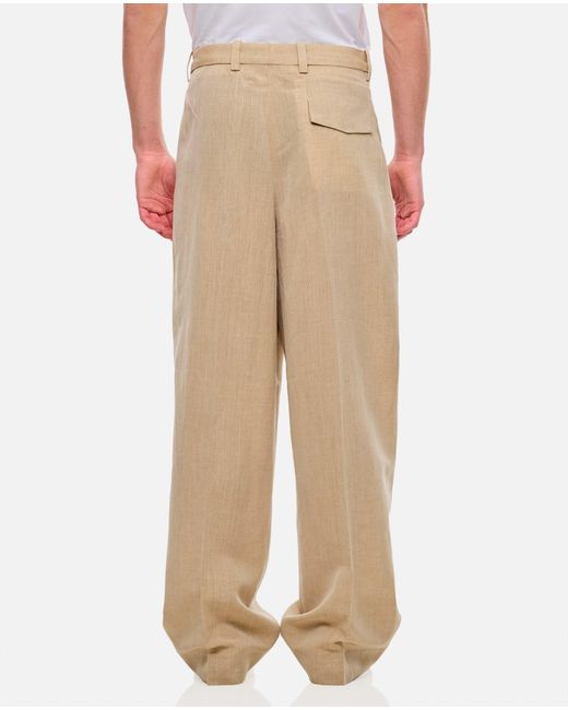 Jacquemus Natural 'titolo' Pleat-front Trousers, for men
