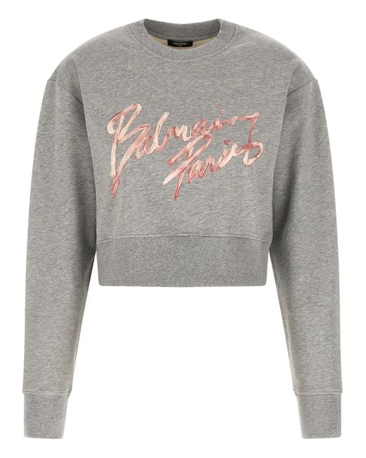 Balmain Gray Paris Sweatshirt