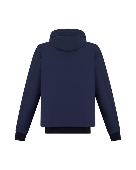 Stone Island Blue Hooded Jacket Cotton Raincoats for men