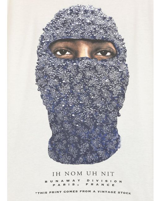 Ih Nom Uh Nit Blue Floral Mask T-Shirt for men