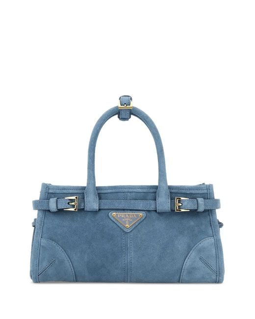 Prada Light Blue Suede Mini Bonnie Handbag