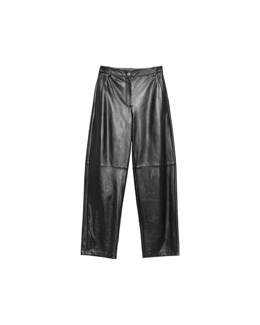 Max Mara Gray Leather Trousers