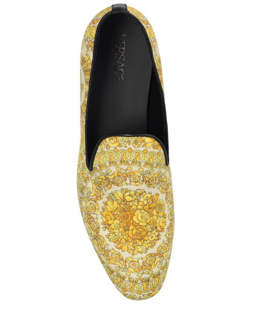 Versace Green Barocco Printed Slip-On Loafers for men