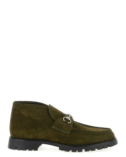 Gucci Green Horsebit Ankle Boots for men