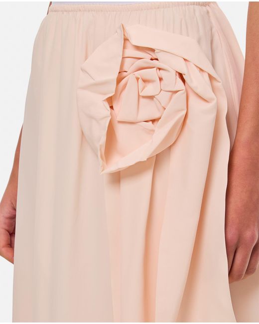 Simone Rocha Natural Midi Skirt W/ Pressed Rose