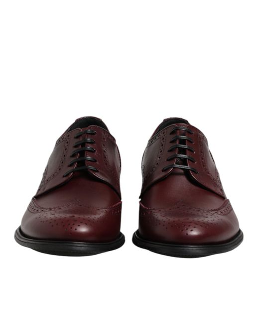 Dolce & Gabbana Brown Leather Lace Up Derby Dress Shoes for men