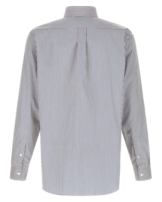 Fendi Gray Striped Button-Down Shirt for men