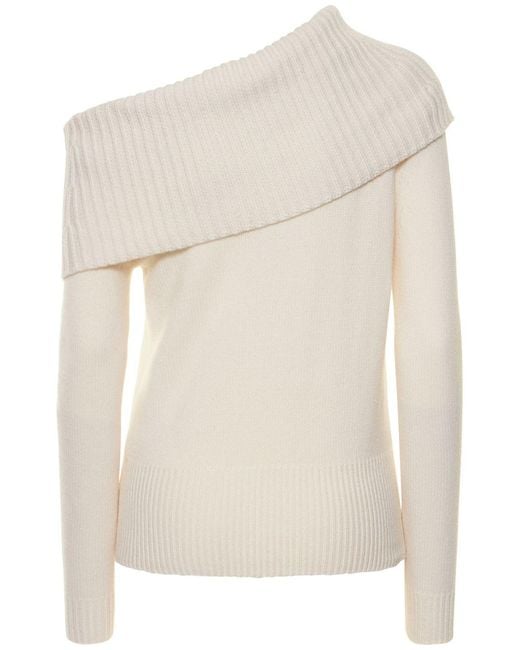 Michael Kors Natural Elegant Sweater With Asymmetric Collar And Neckline