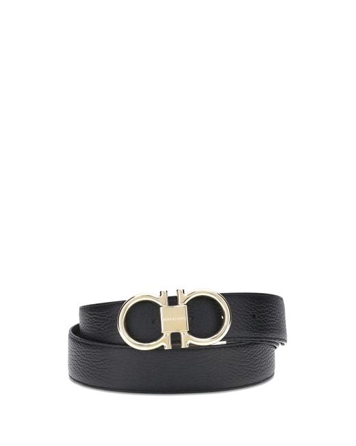 Ferragamo White Leather Reversible Belt Calf Bos Taurus E Braces for men