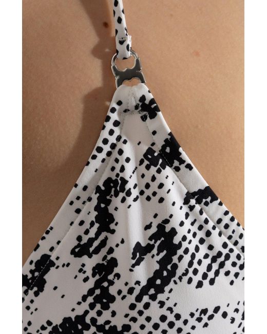 Tory Burch White All-Over Printed Tie-Fastened Bikini Top