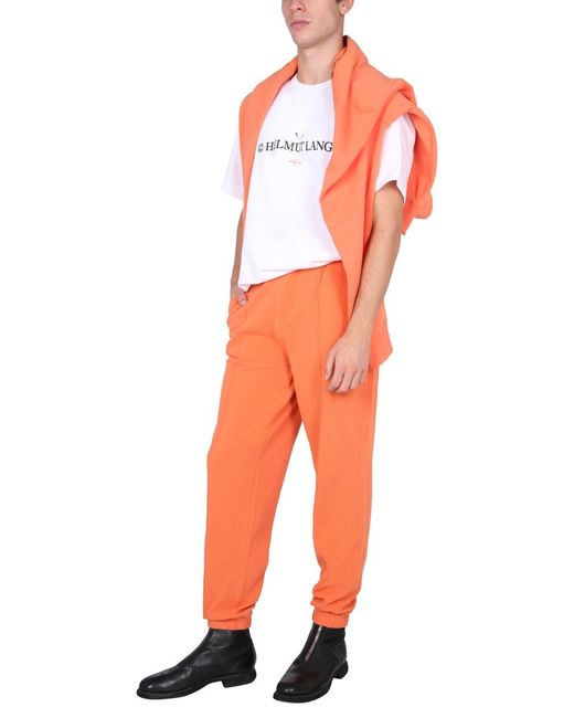Helmut Lang Orange Knitted Jogging Pants Cotton Track for men