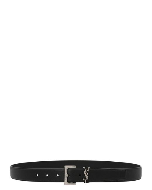 Saint Laurent Black Cassandre Belt for men