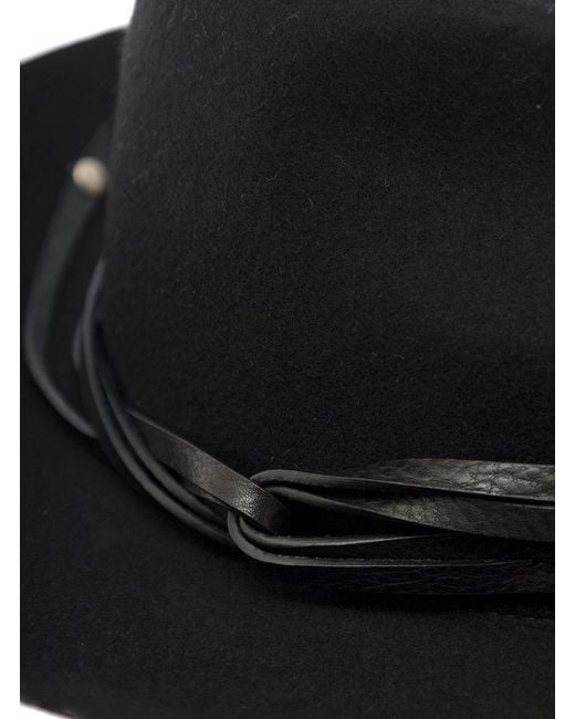 Golden Goose Deluxe Brand Black Wool Felt Fedora Hat With Leather Straps