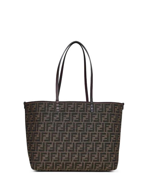 Fendi Black Tobacco Reversible Roll Medium Shopper