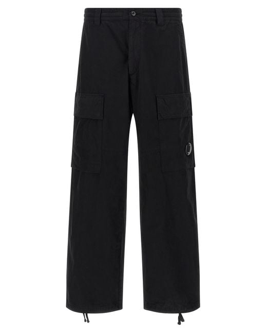 C P Company Black Cargo Microreps Pants for men