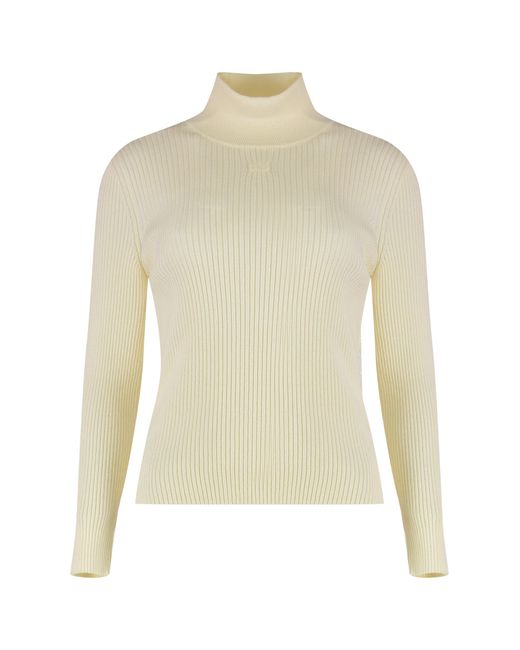 Céline White High-Neck Wool Top Knitwear