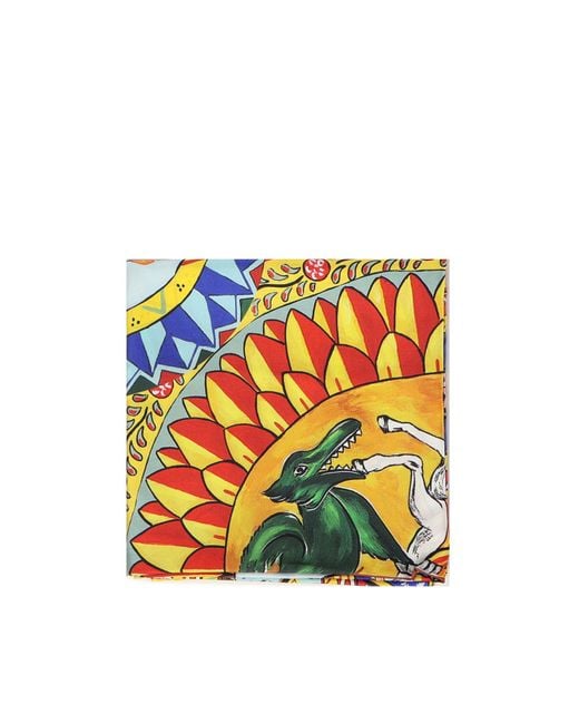 Dolce & Gabbana Multicolor Scarf With Cart Print