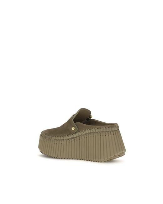 Chloé Green Calf Leather Bos Taurus Mules