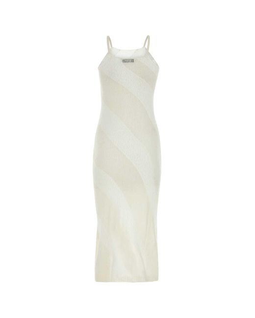 GIMAGUAS White Two-Tone Nylon Blend Fuzzy Dress