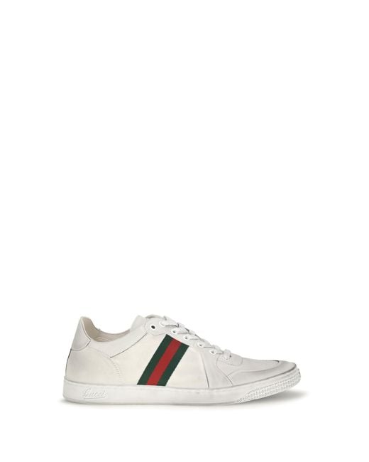 Gucci White Stretch Leather Sneakers for men