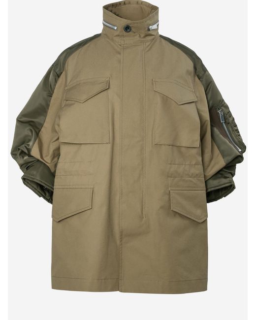 Sacai Green Short-Sleeve Cotton Jacket