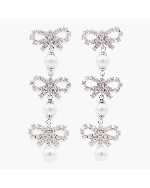 Self-Portrait White Crystal Earrings