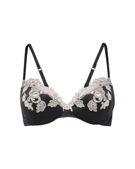 La Perla Black Silk Underwired Bra With Ivory Frastaglio Plm005123,,Ivory Clothing